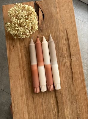 4er Set Dip Dye Kerzen „Erdtöne“, in grau mit Brauntönen