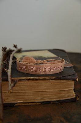 “Live your dreams” gewebtes Armband in Altrosa “Live your dreams” gewebtes Armband in Altrosa