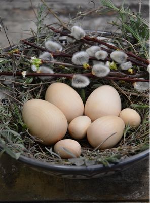 Handgefertigte Holzeier in Ahorn