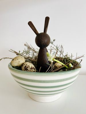 Streifenschale handgemacht, in hellgrün, 17cm Streifenschale handgemacht, in hellgrün, 17cm