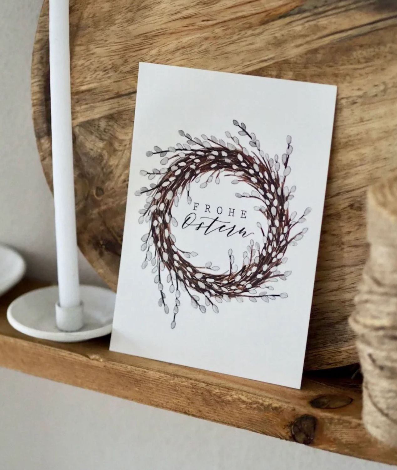 Postkarte Karte “Frohe Ostern” Weidenkranz Frollein Lücke