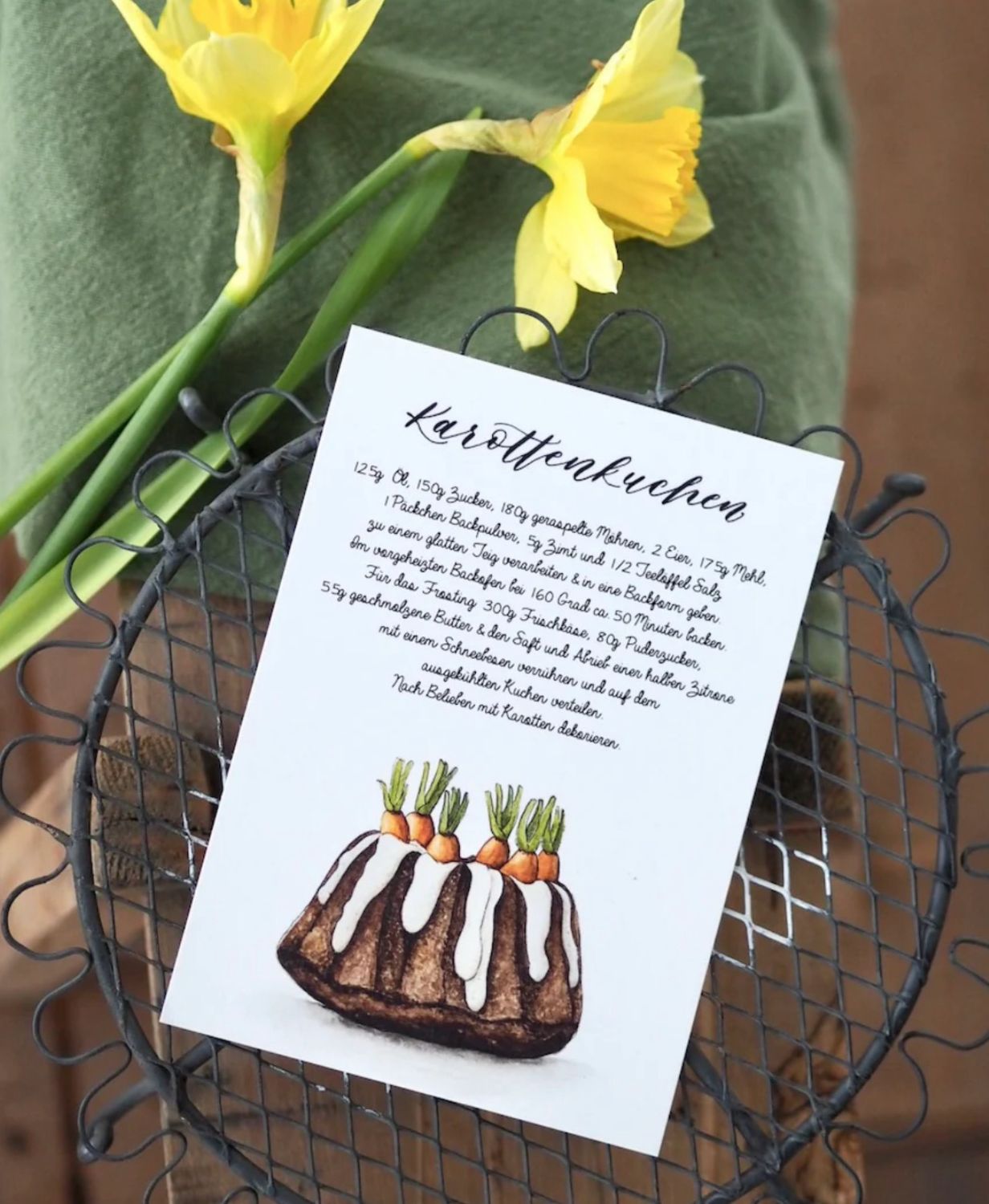 Postkarte Karte “Karottenkuchen” Rezept Frollein Lücke