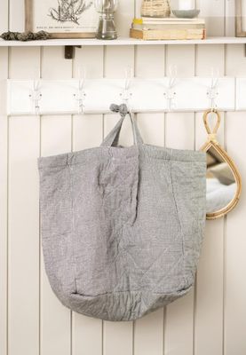 Wattierte Stofftasche von IB Laursen, weiss und grau gestreift