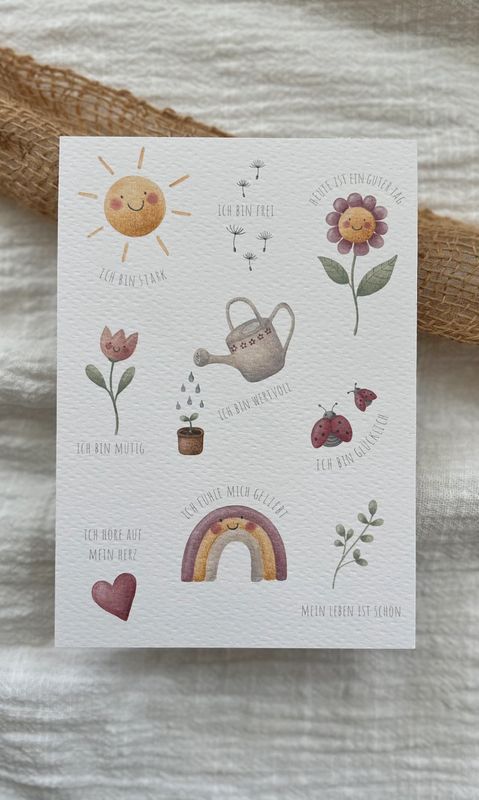 Handgezeichnete Affirmationskarte Aquarell Handgezeichnete Affirmationskarte Aquarell