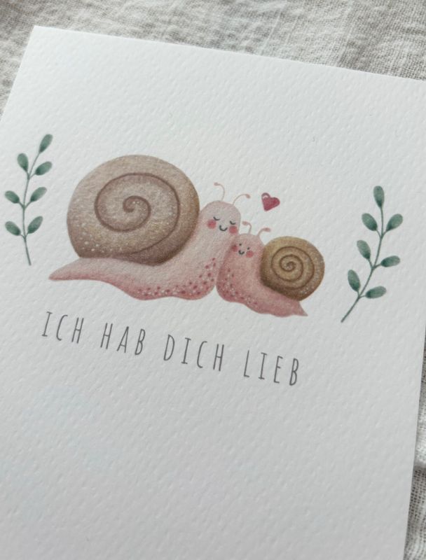 „Ich hab Dich lieb“ Aquarell Postkarte, handgezeichnet „Ich hab Dich lieb“ Aquarell Postkarte, handgezeichnet