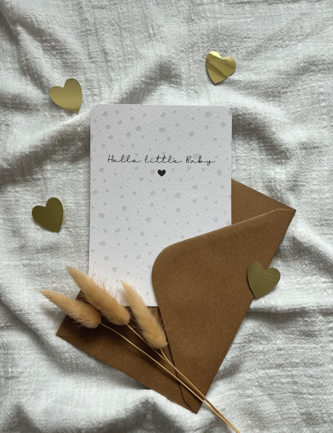„Hello little Baby“ Aquarell Postkarte mit abgerundeten Ecken und Umschlag