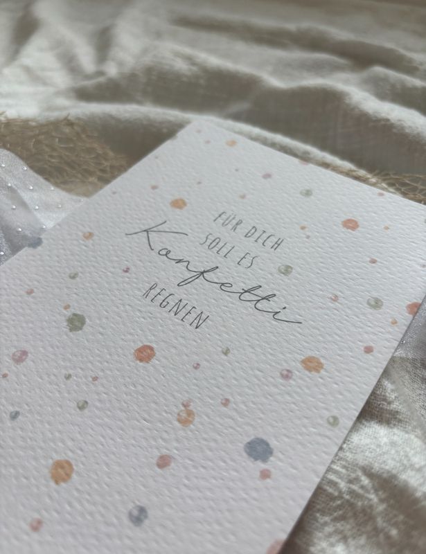 „Für dich soll es Konfetti regnen“ Aquarell, Postkarte oder Klappkarte mit Umschlag „Für dich soll es Konfetti regnen“ Aquarell, Postkarte oder Klappkarte mit Umschlag