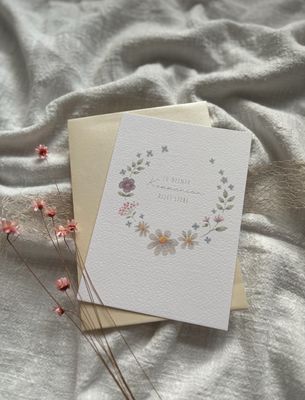 „Zu Deiner Kommunion alles Liebe“ Aquarell Klappkarte mit Umschlag, Blumenkranz