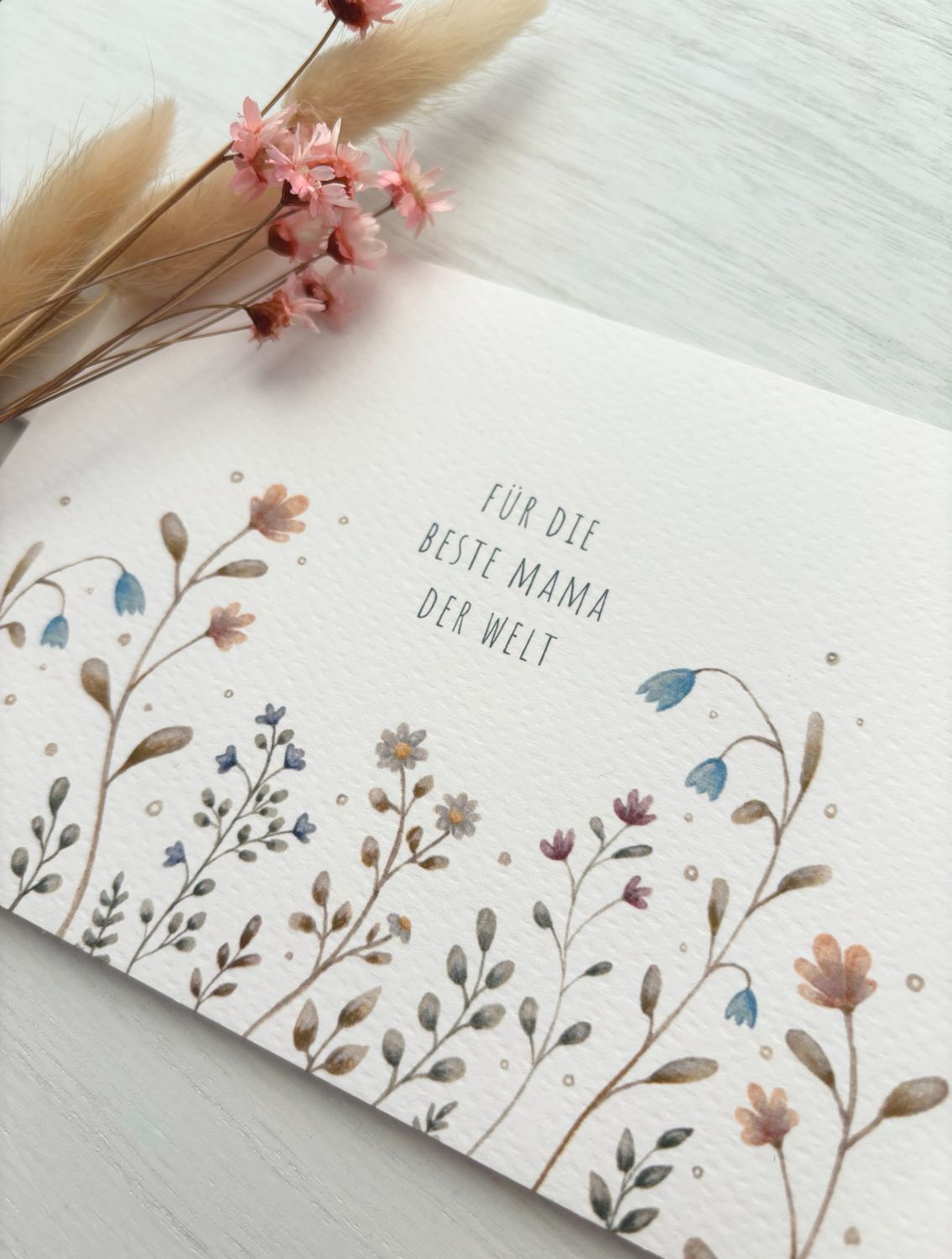 „Für die beste Mama der Welt“ Aquarell, Postkarte oder Klappkarte mit Umschlag