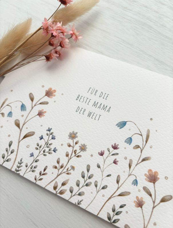 „Für die beste Mama der Welt“ Aquarell, Postkarte oder Klappkarte mit Umschlag „Für die beste Mama der Welt“ Aquarell, Postkarte oder Klappkarte mit Umschlag