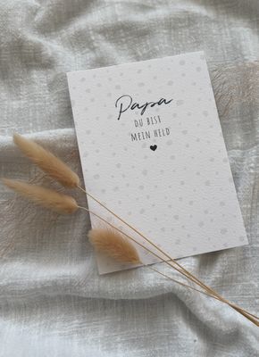 „Papa du bist mein Held“ Aquarell, Postkarte oder Klappkarte mit Umschlag