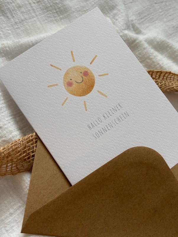 „Hallo kleiner Sonnenschein“ Aquarell Klappkarte mit Umschlag „Hallo kleiner Sonnenschein“ Aquarell Klappkarte mit Umschlag