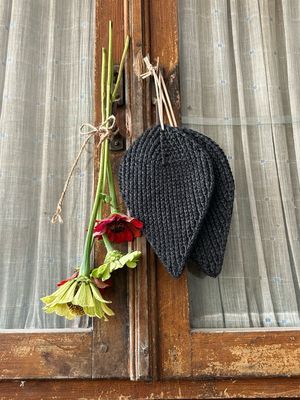 Topflappen Set „Blatt“ in dunkelgrau