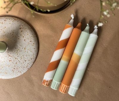Handgetauchtes 4er Set Stabkerzen „Spätsommer“