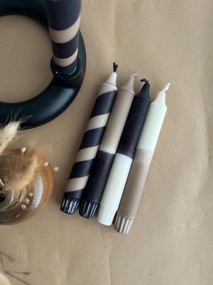 Handgetauchtes 4er Set Stabkerzen „Streifenliebe“