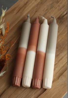 Handgetauchtes 4er Set Stabkerzen, Dip Dye „Herbst“