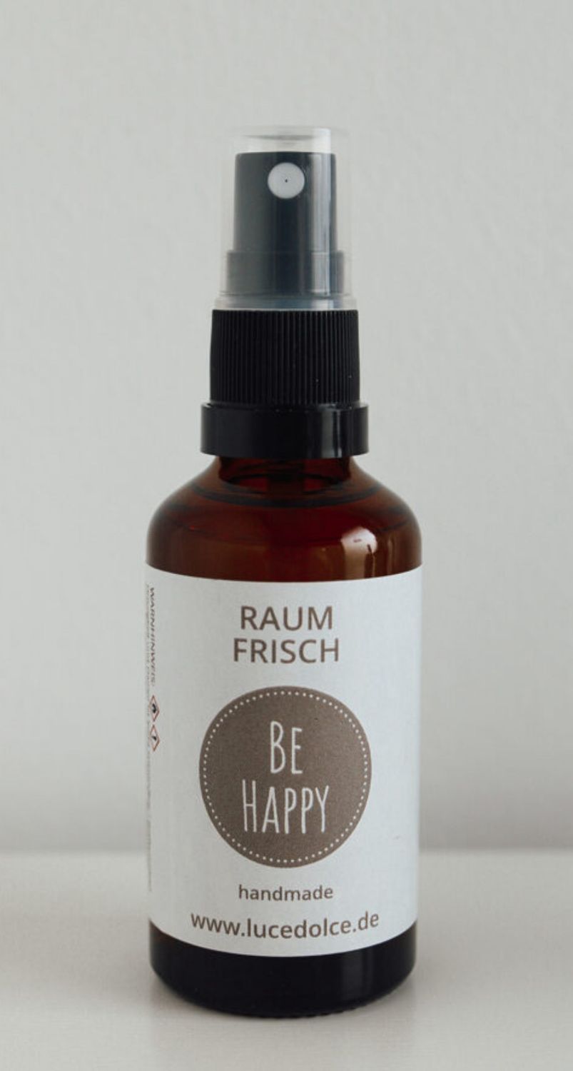 Aromaspray Raumspray „BE HAPPY“ aus naturreinen ätherischen Ölen in Bioqualität, 50ml