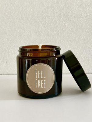 Aromakerze „FEEL FREE“ aus naturreinen ätherischen Bioölen und Sojawachs handgefertigt, 60ml