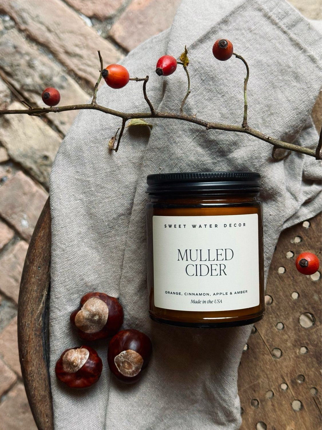 Duftkerze „Mulled Cider“ aus USA im Braunglas