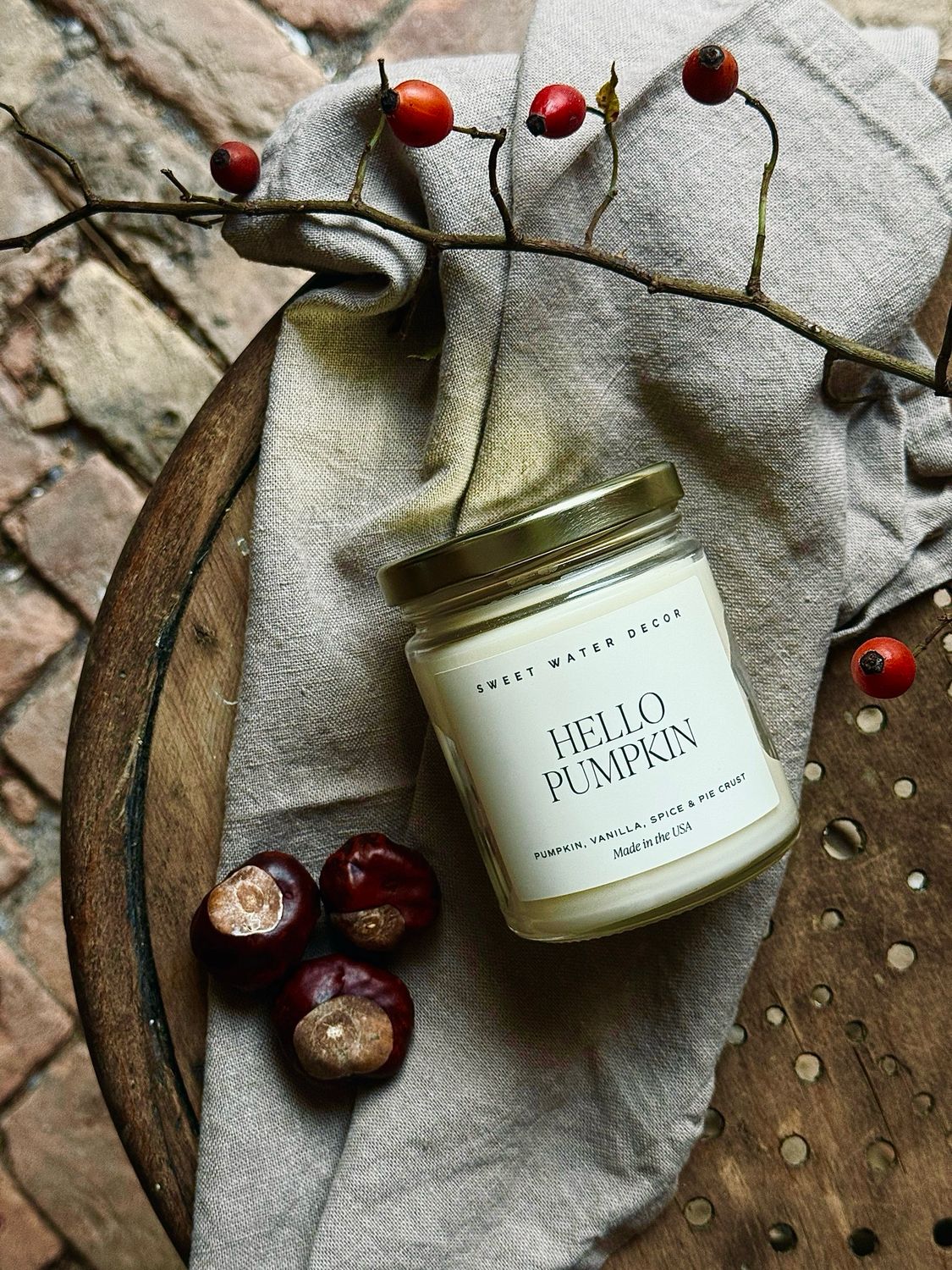 Duftkerze „Hello Pumpkin“ aus USA, im Weissglas