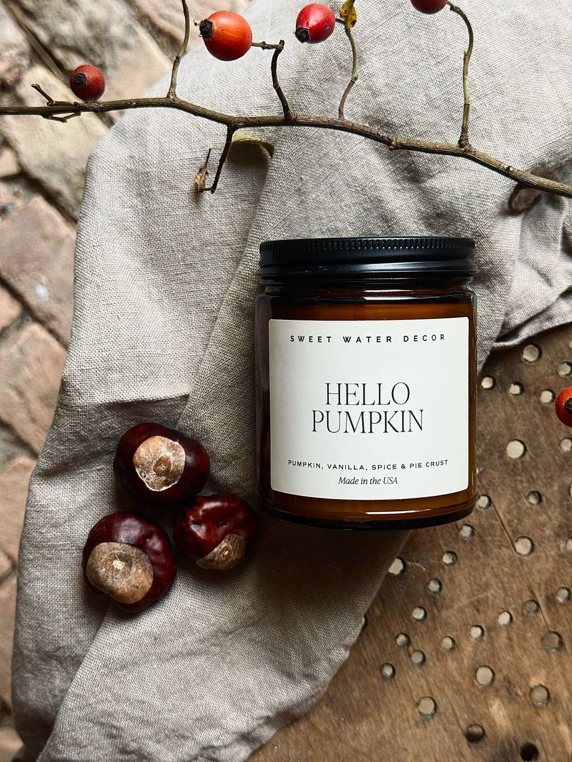 Duftkerze „Hello Pumpkin“ aus USA, im Braunglas