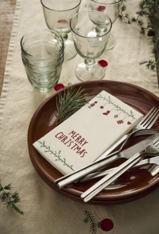 Serviette Merry Christmas mit Weihnachtsgirlande 16 Stck