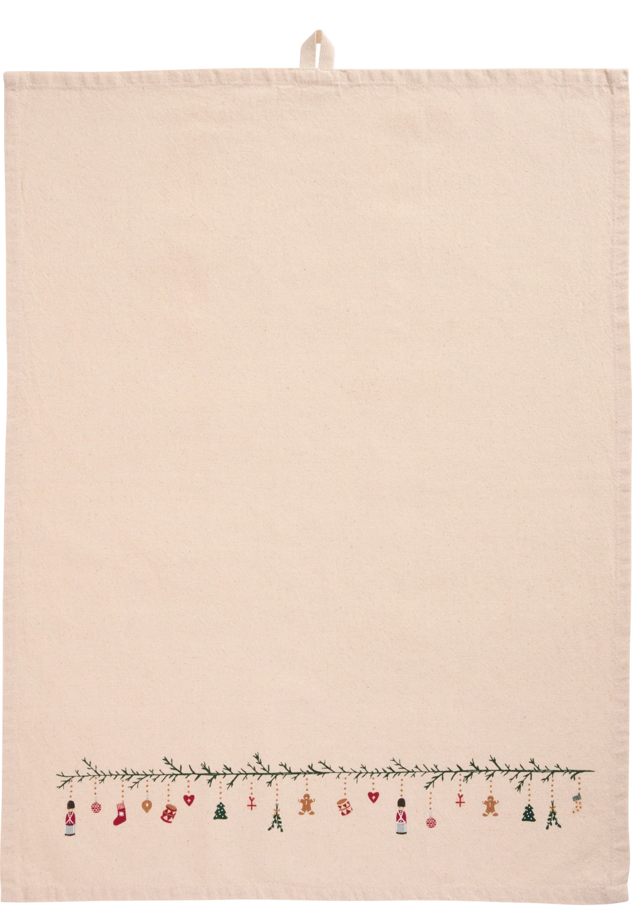 Weihnachtliches Geschirrtuch „Julius“ natur, mit typisch skandinavischem Weihnachtsmuster von Ib Laursen