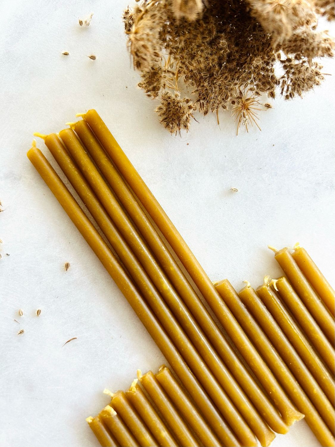Kleine handgezogene Bienenwachskerzen, einzeln Kleine handgezogene Bienenwachskerzen, einzeln
