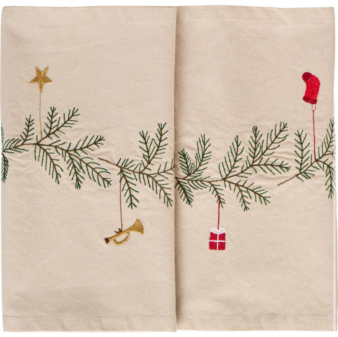 Tischläufer „Tradition“ mit Tannengirlande und Weihnachtsschmuck, von Ib Laursen