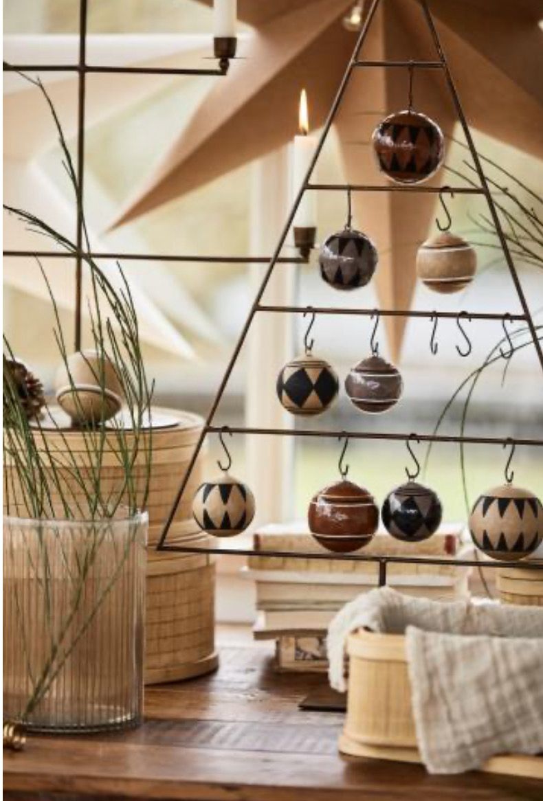 Grosse skandinavische Weihnachtskugeln „Milky Brown“, aus Pappmaché in drei verschiedenen Designs, von Ib Laursen