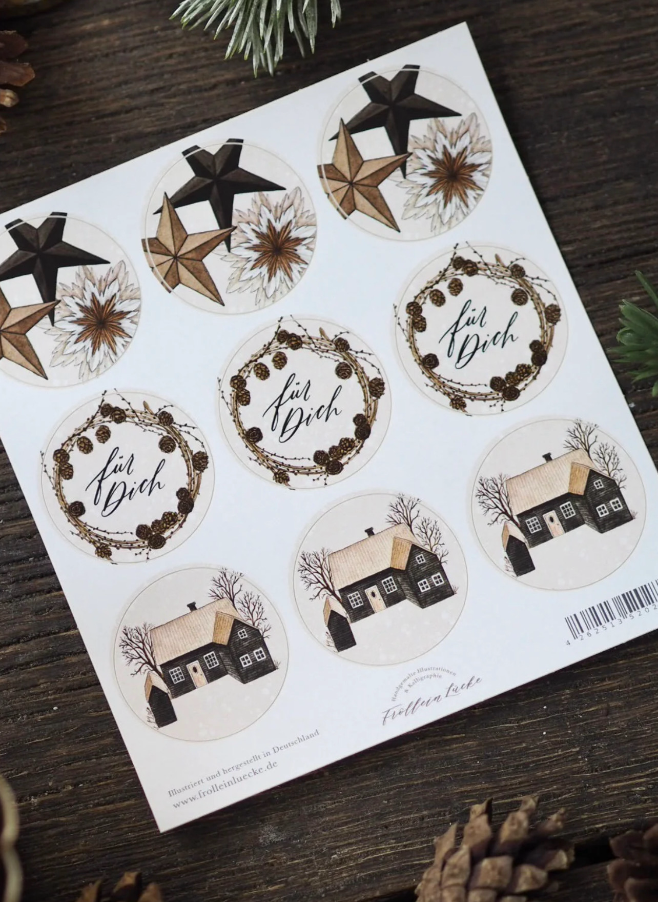 Weihnachtsaufkleber „Naturzauber“, von Frollein Lücke