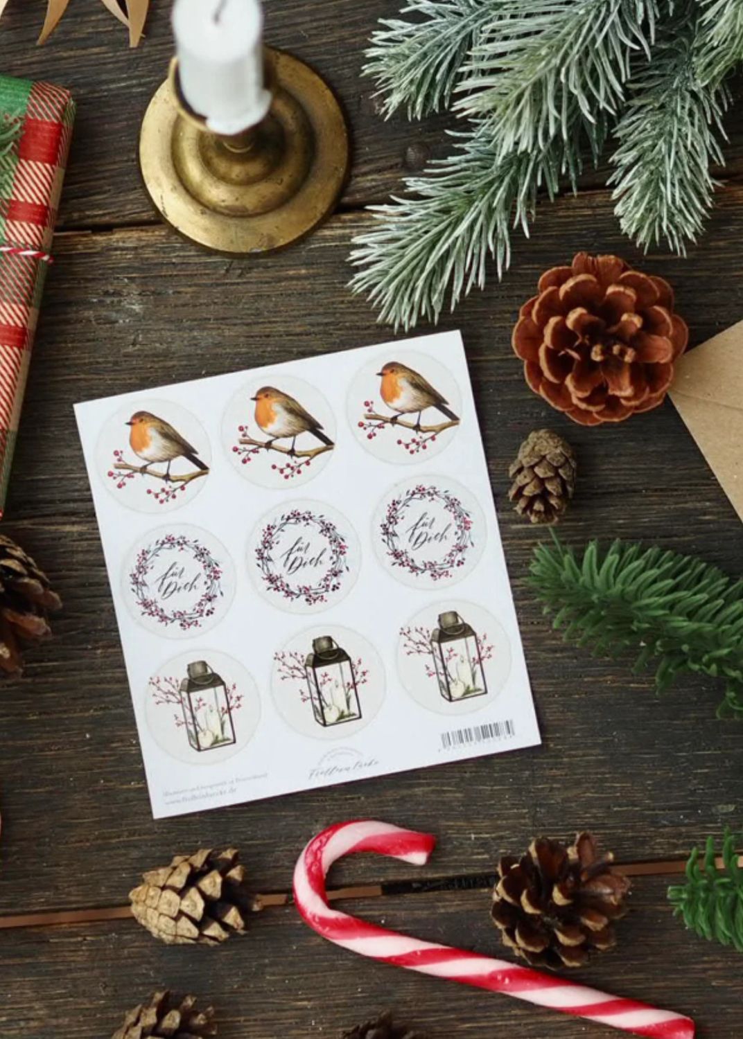 Weihnachtsaufkleber „Festliches Rot“, von Frollein Lücke