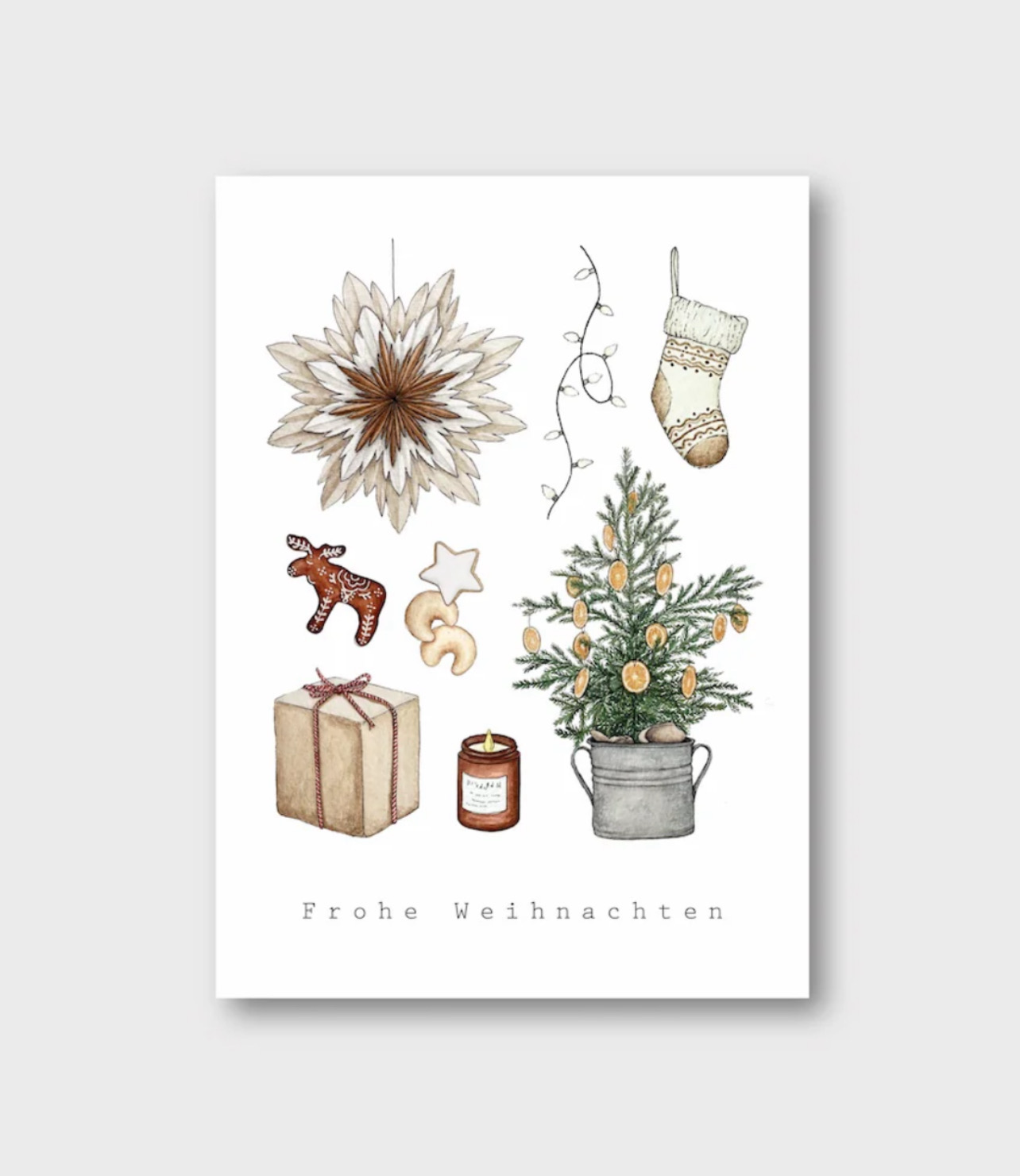 Weihnachtliche Postkarte „Weihnachtsdinge“ von Frollein Lücke