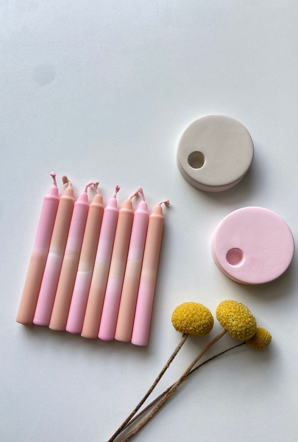 Handgetauchte rosa Geburtstagskerzen Dip Dye, einzeln