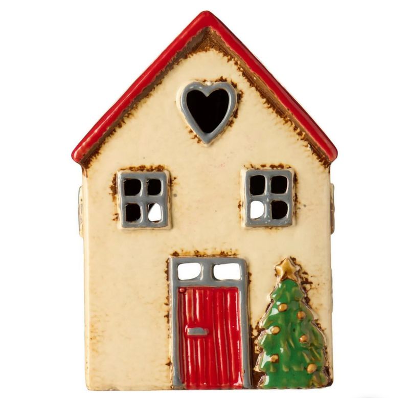 Haus für Teelicht „Stillenat“, mit rotem Dach und Tannenbaum, Ib Laursen Haus für Teelicht „Stillenat“, mit rotem Dach und Tannenbaum, Ib Laursen