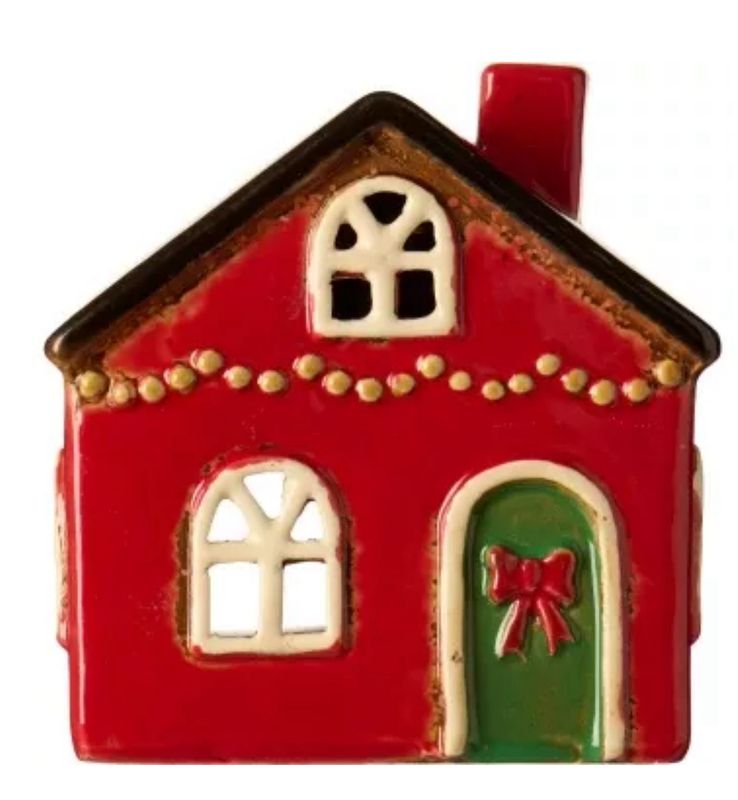 Haus für Teelicht „Stillenat“, mit roter Schleife auf der Tür von Ib Laursen Haus für Teelicht „Stillenat“, mit roter Schleife auf der Tür von Ib Laursen