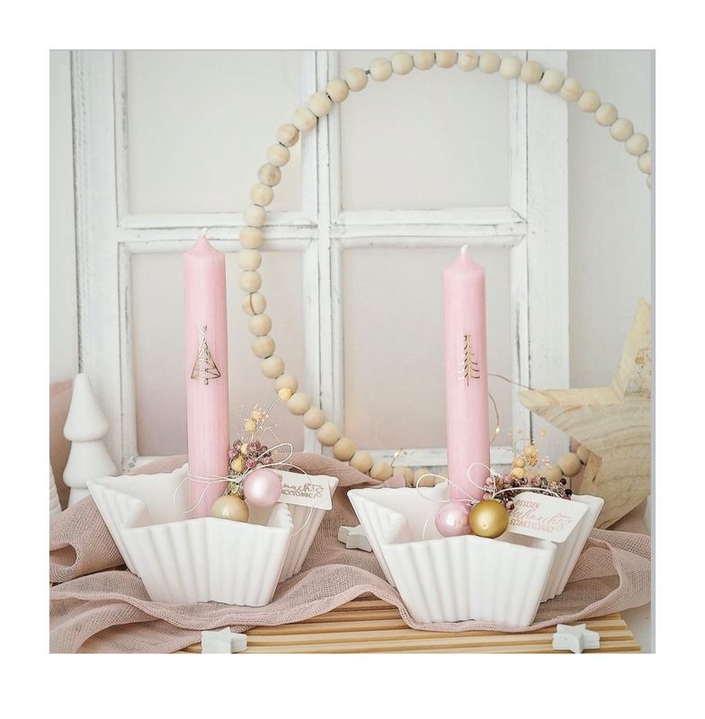 Kerzenhalter „Stern“ geriffelt aus Raysin, für Stabkerzen