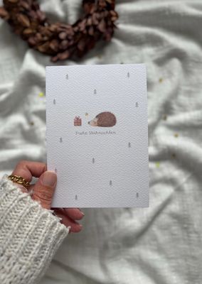 Postkarte „Frohe Weihnachten“ Igel