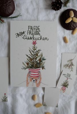 Weihnachtskarte „Friede Freude Pfefferkuchen“