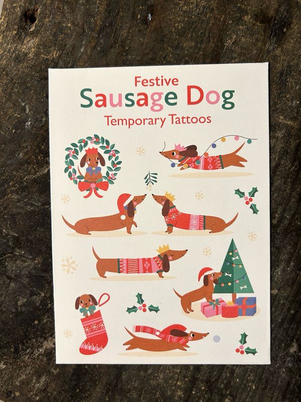 Temporäre Klebetattoos „Weihnachtsdackel“ Temporäre Klebetattoos „Weihnachtsdackel“