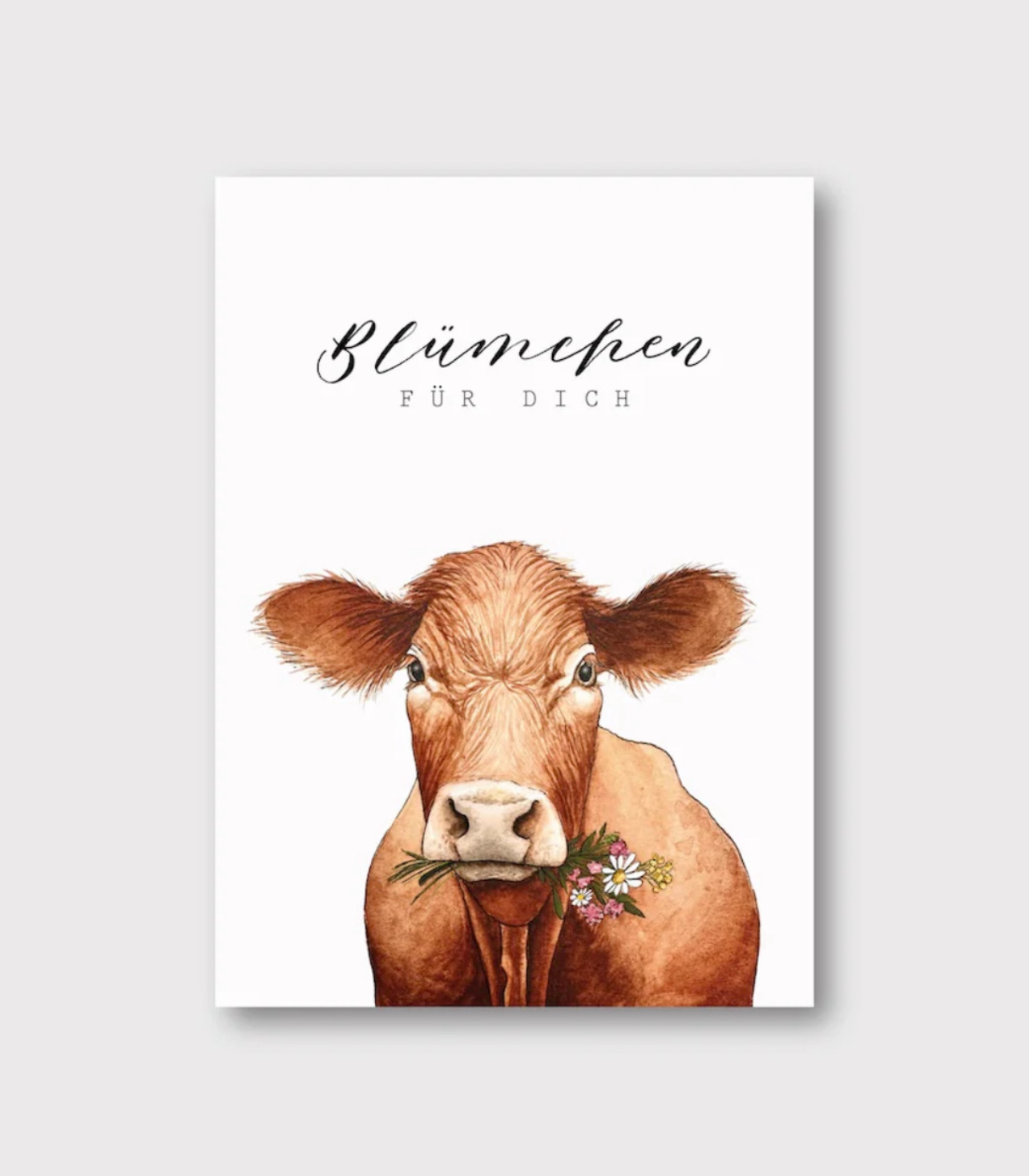 Postkarte Kuh „Blümchen für Dich“ von Frollein Lücke