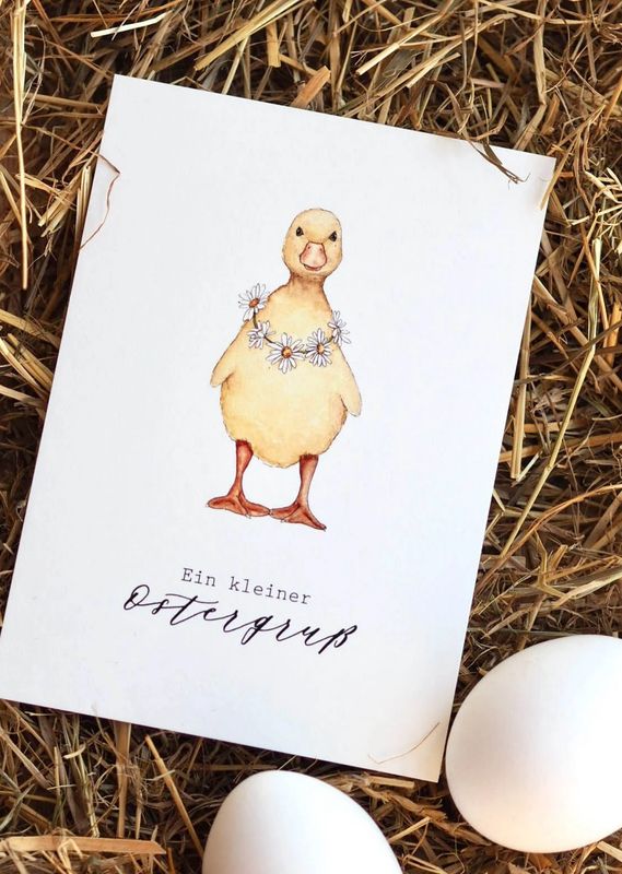 Postkarte Küken „Ein kleiner Ostergruß“ von Frollein Lücke