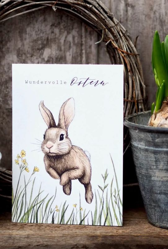 Postkarte „Hoppelhäschen“ Wundervolle Ostern von Frollein Lücke