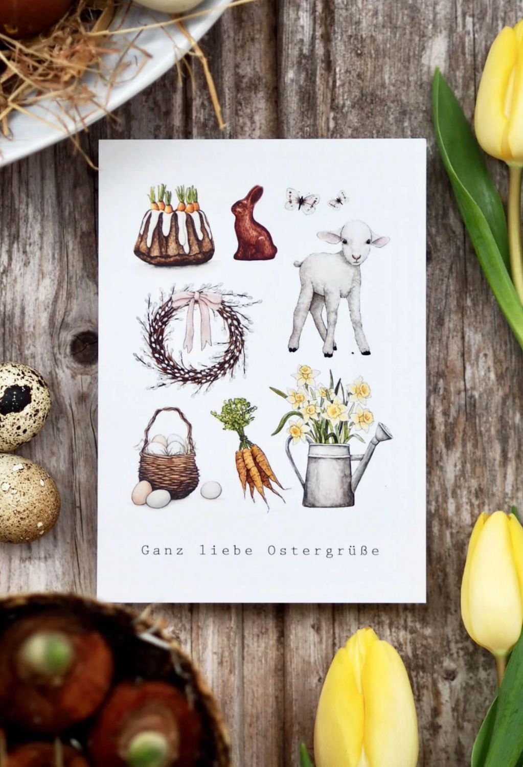 Postkarte „Ganz liebe Ostergrüße“ von Frollein Lücke