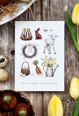 Postkarte „Ganz liebe Ostergrüße“ von Frollein Lücke