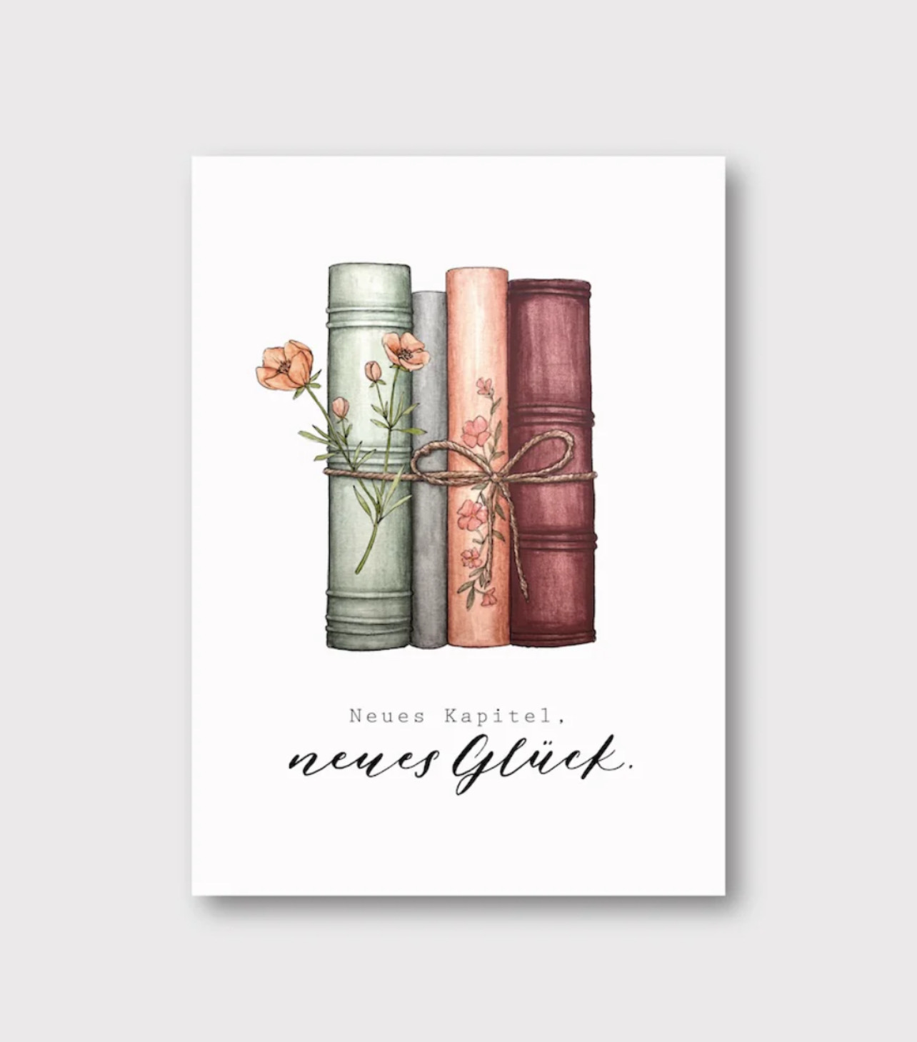 Postkarte „Neues Kapitel Neues Glück“ von Frollein Lücke