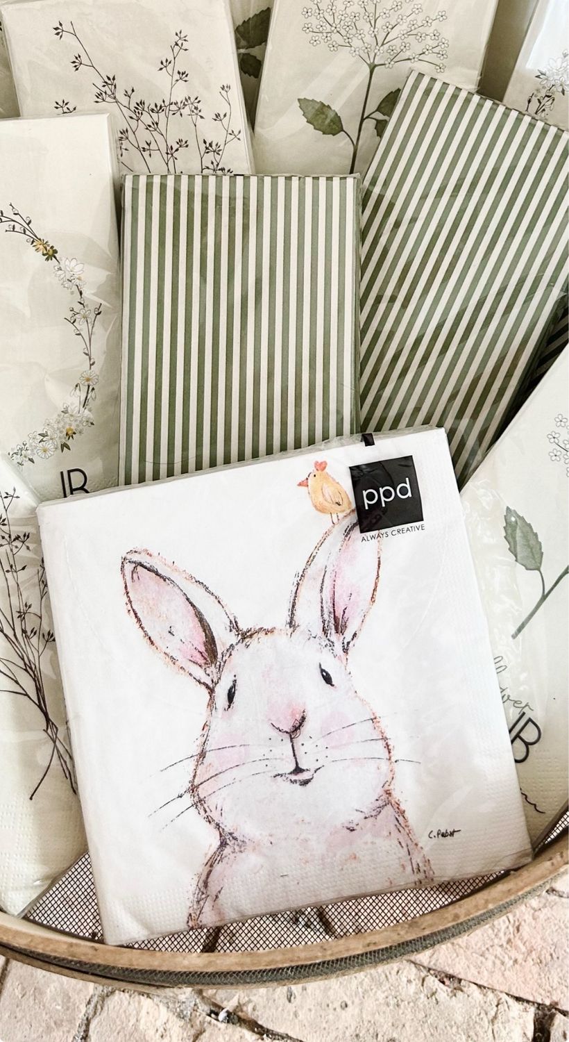 Papierservietten Ostern „Häschen mit Vögelchen“