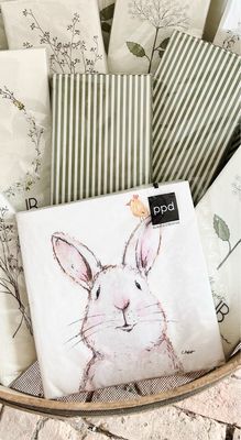 Papierservietten Ostern „Häschen mit Vögelchen“