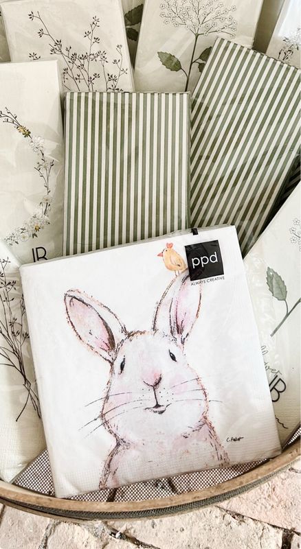 Papierservietten Ostern „Häschen mit Vögelchen“