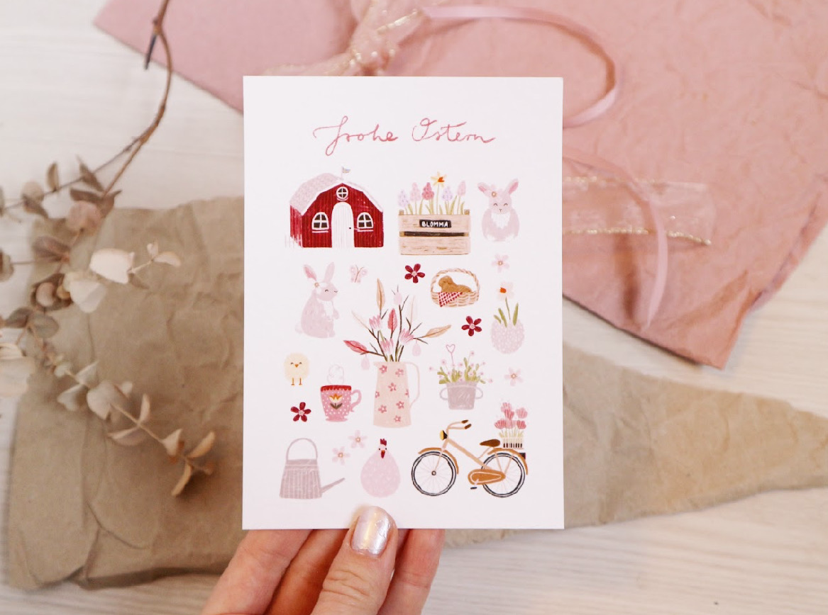 Klappkarte Ostern mit Umschlag „Osterallerlei“